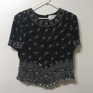 Papell Boutique Evening Formal Beaded Top XL